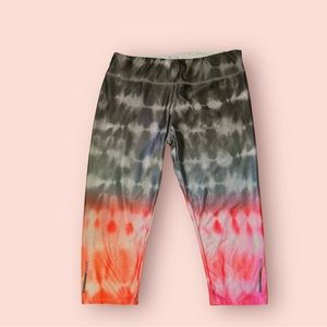 FITNESS CAPRIS PANTS GYM SPORTS TAN/ORANGE/REDDISH OMBRE WOMEN’s L